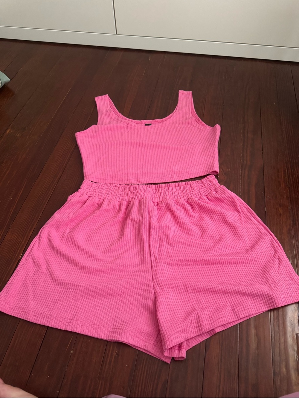 SHEIN Hot Pink Ribbed Tank Top & Shorts